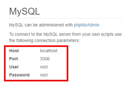 MAMPスタートページ MySQL